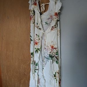 TopShop Cold Shoulder Floral Wrap Dress